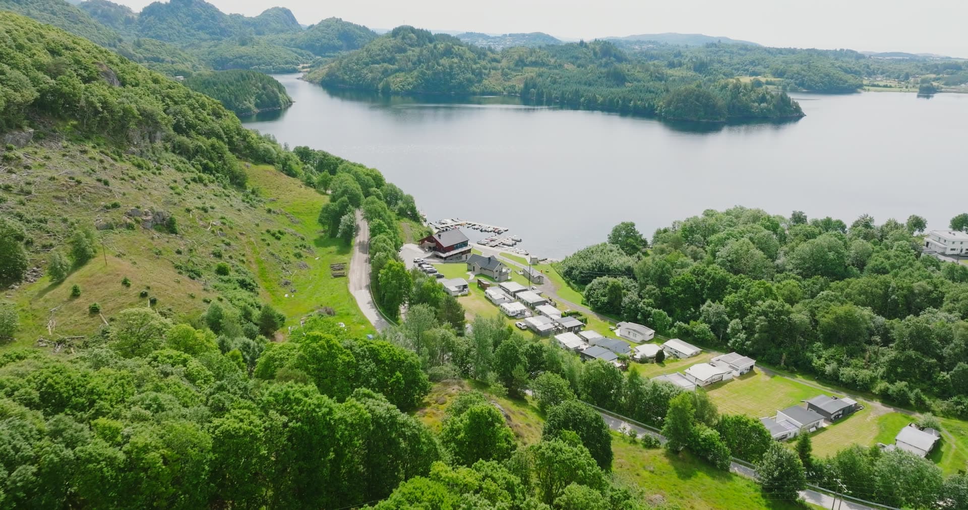 Lakeside caravan park and small marina, Vanse, Norway
